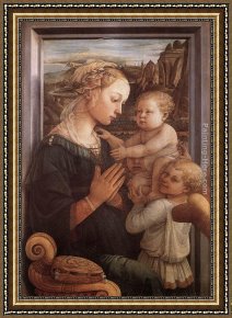 Filippino Lippi Framed Paintings - Madonna with the Child and two Angels by Fra Filippo Lippi