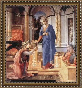 Filippino Lippi Framed Paintings - The Annunciation with two Kneeling Donors by Fra Filippo Lippi