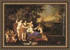 Nymph And Triton Framed Paintings - Venus Attended by Nymphs and Cupids by Francesco Albani