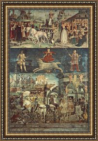 Allegory of May Triumph of Apollo Framed Paintings - Allegory of March Triumph of Minerva by Francesco del Cossa