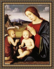 St John The Baptist Framed Paintings - Madonna and Child with the Infant St John the Baptist by Francesco Francia