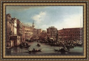 The Rialto Framed Paintings - The Rialto Bridge with the Palazzo dei Camerlenghi by Francesco Guardi
