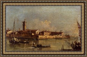 A View of Santa Maria Della Salute, Venice Framed Paintings - View Of The Island Of San Michele Near Murano, Venice by Francesco Guardi