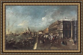 A View of Santa Maria Della Salute, Venice Framed Paintings - View of the Molo towards the Santa Maria della Salute by Francesco Guardi
