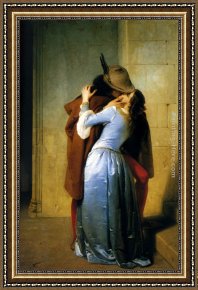 The Kiss (le Baiser _ Il Baccio) Framed Paintings - The Kiss by Francesco Hayez