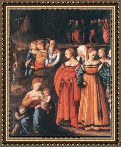 The Vision of Saint John Framed Paintings - The Preaching of Saint John the Baptist (detail) by Francesco Ubertini Bacchiacca II