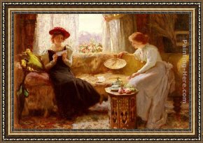 Telling Stories Framed Paintings - Fortune Telling by Francis Sidney Muschamp