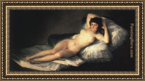 Nude on a Sofa Framed Paintings - Nude Maja by Francisco de Goya