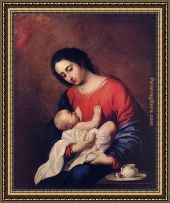 Madonna with The Rosary Framed Paintings - Madonna with Child by Francisco de Zurbaran
