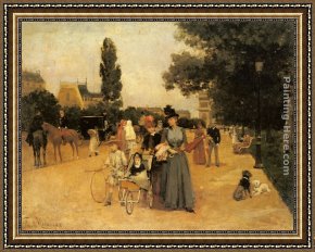 Joan of Arc Framed Paintings - Avenue Foch with a View of the Arc de Triomphe by Francisco Miralles