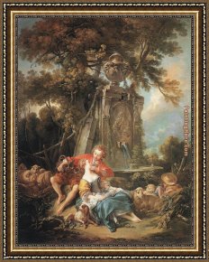 Autumn Rhythm Number 30 Framed Paintings - An Autumn Pastoral by Francois Boucher