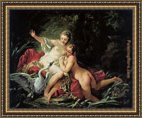 Leda And The Swan Framed Paintings - Leda and the Swan by Francois Boucher