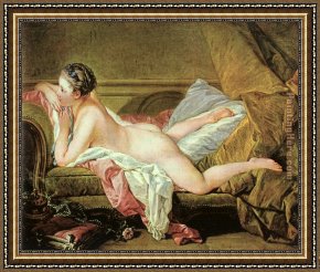 Nude on a Sofa Framed Paintings - Nude on a Sofa by Francois Boucher
