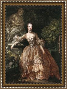 Portrait Framed Paintings - Portrait of Marquise de Pompadour by Francois Boucher