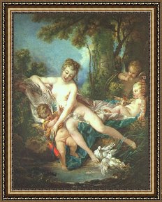 In Love Framed Paintings - Venus Consoling Love by Francois Boucher