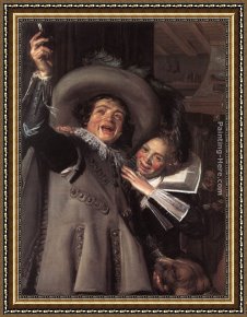 Childhood Sweethearts Framed Paintings - Jonker Ramp and his Sweetheart by Frans Hals