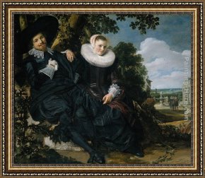 Bartholomeus Van Der Helst Framed Paintings - Marriage Portrait of Isaac Massa en Beatrix van der Laen by Frans Hals