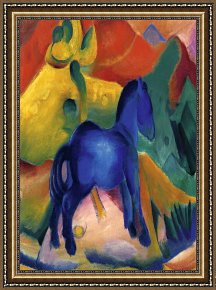 Franz Framed Paintings - Blue Horses by Franz Marc