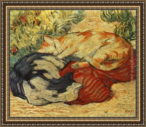 Franz Framed Paintings - Cats on a Red Cloth by Franz Marc