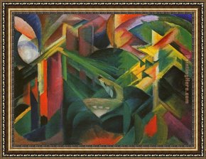 Franz Framed Paintings - Deer in a Monastery Garden by Franz Marc