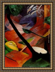 Deer Park Framed Paintings - Deer in the Woods II by Franz Marc