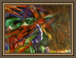 Franz Framed Paintings - fate animals by Franz Marc