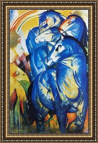Franz Framed Paintings - Group of Horses by Franz Marc