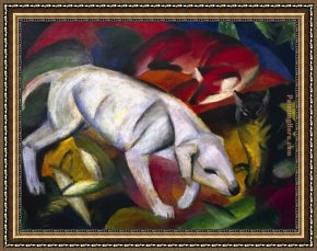 Franz Framed Paintings - Hund Fuchs und Katze by Franz Marc