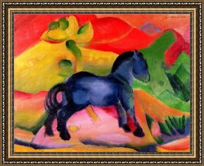 Franz Framed Paintings - Little Blue Horse by Franz Marc