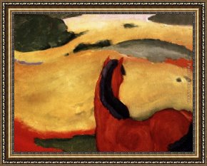 Franz Framed Paintings - Pferd in Landschaft by Franz Marc