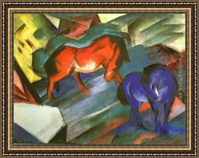 Franz Framed Paintings - Red and Blue Horse by Franz Marc