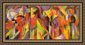 Franz Framed Paintings - Stables by Franz Marc