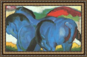 Franz Framed Paintings - The Little Blue Horses by Franz Marc