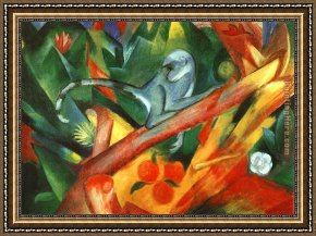 Franz Framed Paintings - The Monkey by Franz Marc
