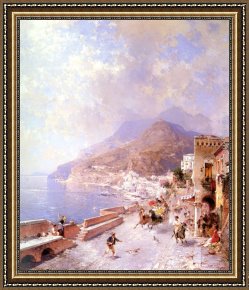 Amalfi Dia Cappuccini Framed Paintings - Amalfi by Franz Richard Unterberger
