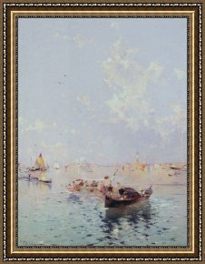 A View of Santa Maria Della Salute, Venice Framed Paintings - View to Saint Mark's Square, Venice by Franz Richard Unterberger