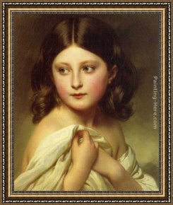 Franz Framed Paintings - A Young Girl called Princess Charlotte by Franz Xavier Winterhalter