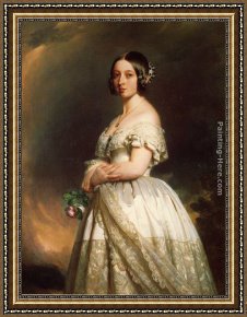 Franz Framed Paintings - Queen Victoria by Franz Xavier Winterhalter