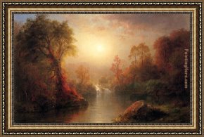 Autumn Landscape Framed Paintings - Autumn by Frederic Edwin Church