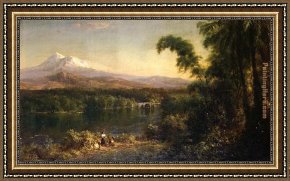 Landscape with Figure Framed Paintings - Figures in an Ecuadorian Landscape by Frederic Edwin Church