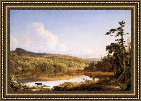 Lake Como Framed Paintings - North Lake by Frederic Edwin Church