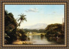 Scene Framed Paintings - Scene on the Magdalena by Frederic Edwin Church