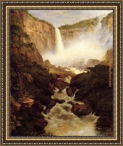Genesis The Fall And Expulsion From Paradise The Original Sin Framed Paintings - Tequendama Falls, near Bogota, New Granada by Frederic Edwin Church