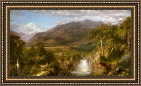 American Hearts II Framed Paintings - The Heart of the Andes by Frederic Edwin Church