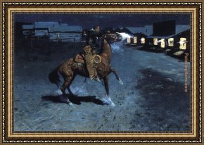 Town Square Framed Paintings - An Arguement with the Town Marshall by Frederic Remington