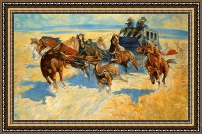 The Night Cafe Framed Paintings - Downing the Night Leader by Frederic Remington