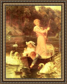 A Beautiful Day Framed Paintings - A Day On The River by Frederick Morgan