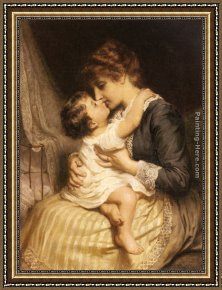 In Love Framed Paintings - Motherly Love by Frederick Morgan