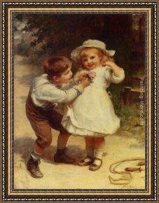 Childhood Sweethearts Framed Paintings - Sweethearts by Frederick Morgan