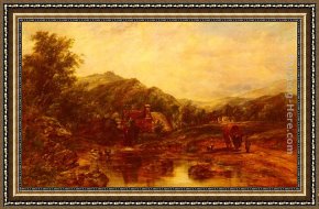Flatford Mill Framed Paintings - A Mill Stream Among The Hills by Frederick Waters Watts